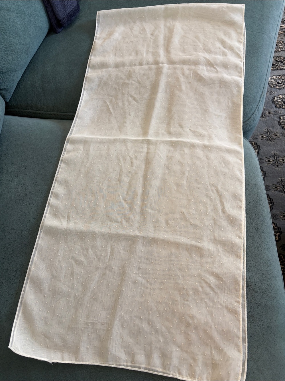 Elegant Cream Dot-Textured Women’s Scarf